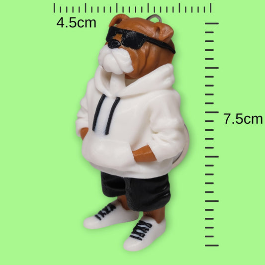 Hareketli Hoodie'li Bulldog Anahtarlık - 5'li