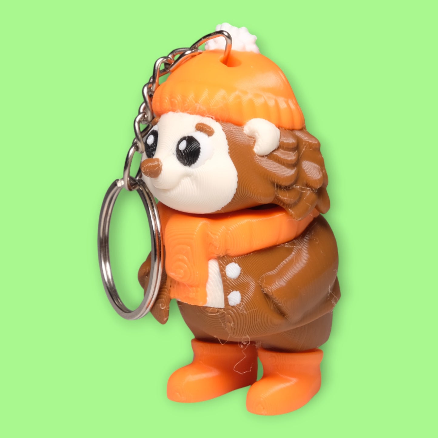 Hareketli Kış Elbiseli Kirpi Anahtarlık - 5'li