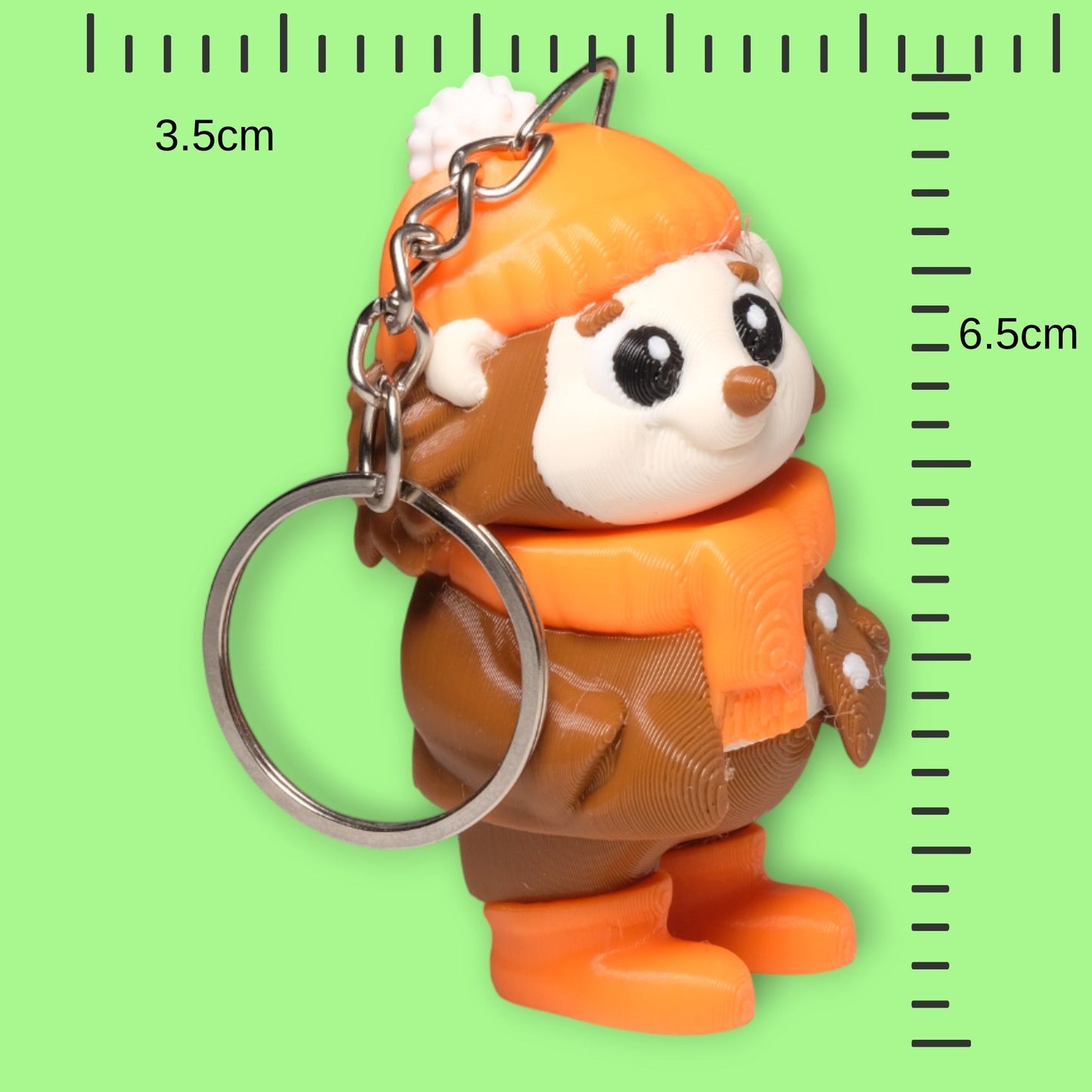 Hareketli Kış Elbiseli Kirpi Anahtarlık - 5'li