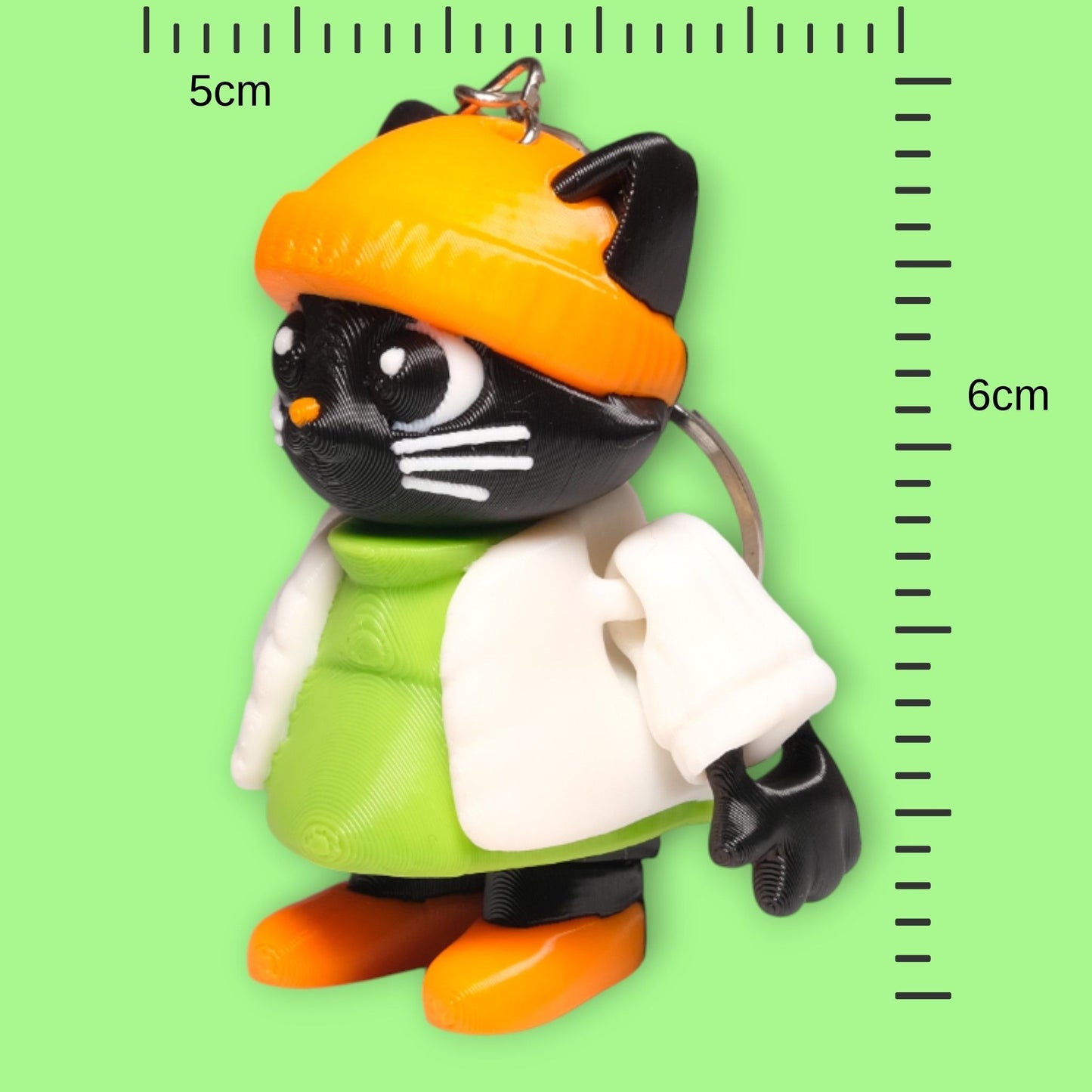 Hareketli Kışlık Giyimli Kedi Anahtarlık - 5'li