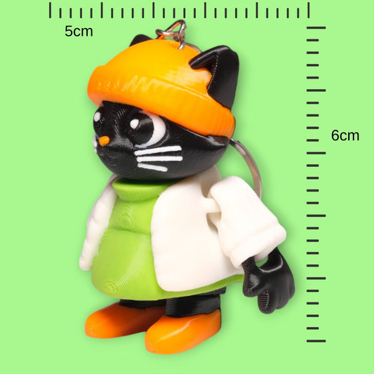 Hareketli Kışlık Giyimli Kedi Anahtarlık - 5'li