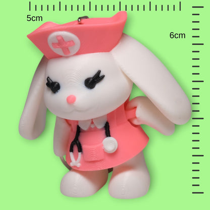 Hareketli Hemşire Tavşan Anahtarlık - 5'li