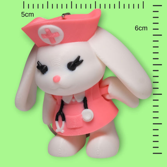 Hareketli Hemşire Tavşan Anahtarlık - 5'li