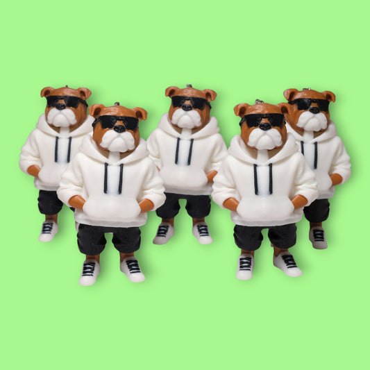 Hareketli Hoodie'li Bulldog Anahtarlık - 5'li