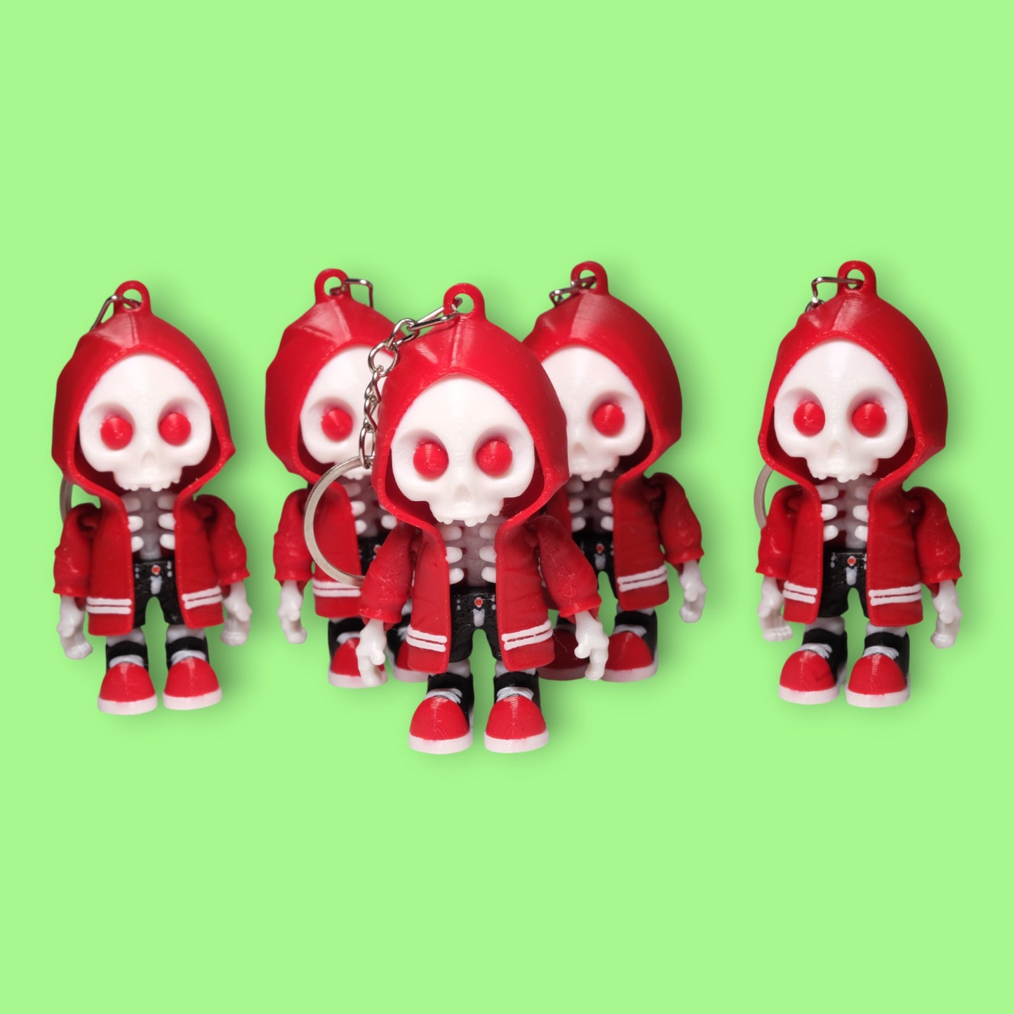 Hareketli Hoodie'li İskelet Anahtarlık - 5'li