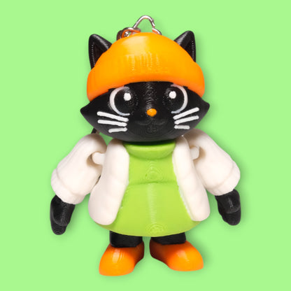 Hareketli Kışlık Giyimli Kedi Anahtarlık - 5'li