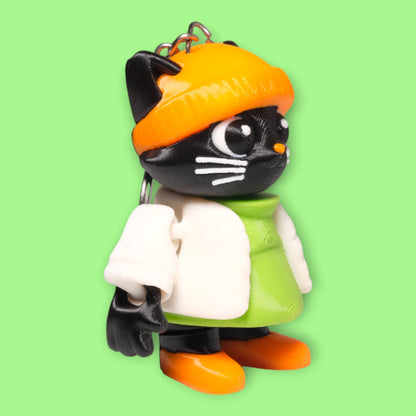 Hareketli Kışlık Giyimli Kedi Anahtarlık - 5'li