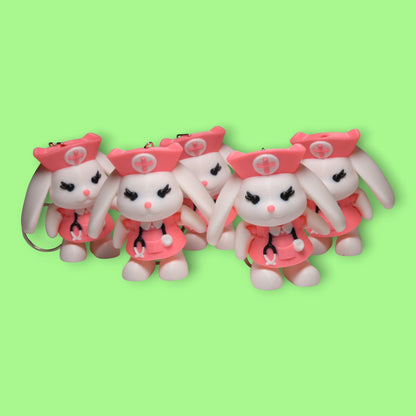 Hareketli Hemşire Tavşan Anahtarlık - 5'li