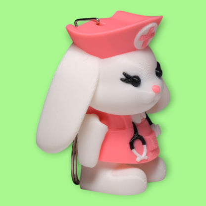 Hareketli Hemşire Tavşan Anahtarlık - 5'li