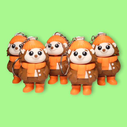 Hareketli Kış Elbiseli Kirpi Anahtarlık - 5'li