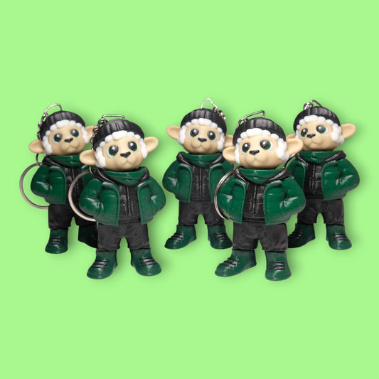 Hareketli Kış Elbiseli Koyun Anahtarlık - 5'li