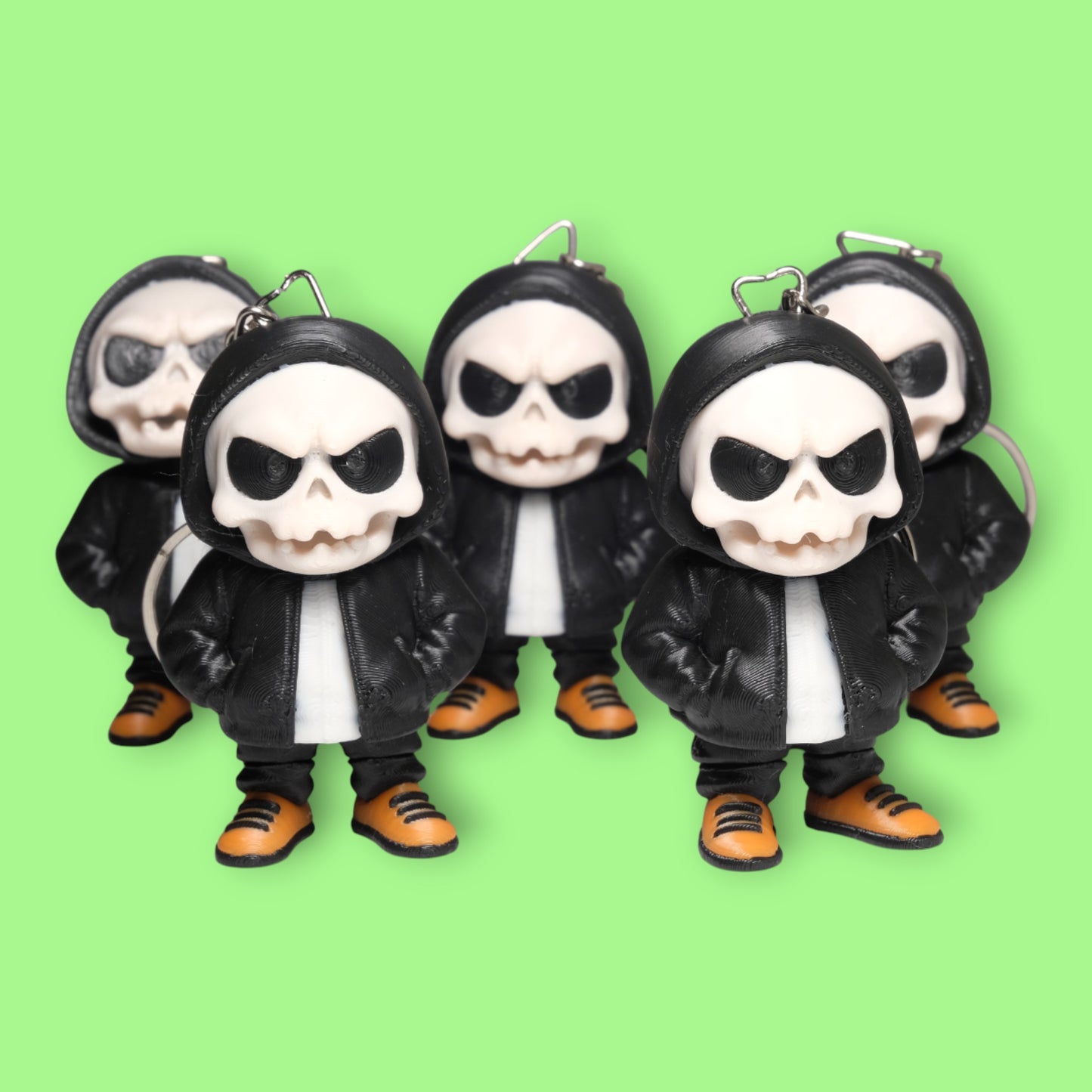 Hareketli Kıyafetli Kuru Kafa Anahtarlık - 5'li