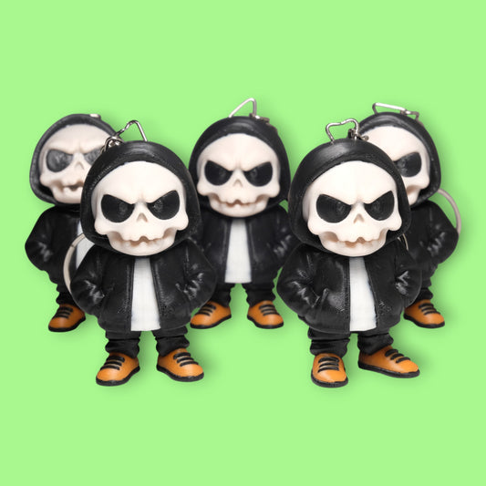 Hareketli Kıyafetli Kuru Kafa Anahtarlık - 5'li